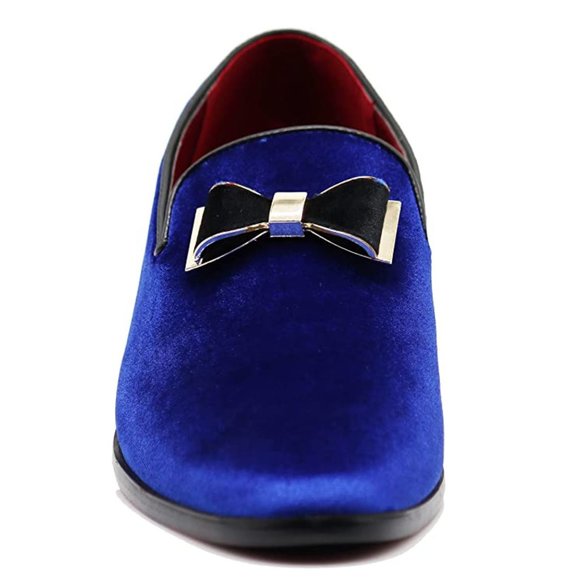 Men\'s Vintage Bow Tie Velvet Dress Loafers Slip On Fashion Shoes Classic Tuxedo